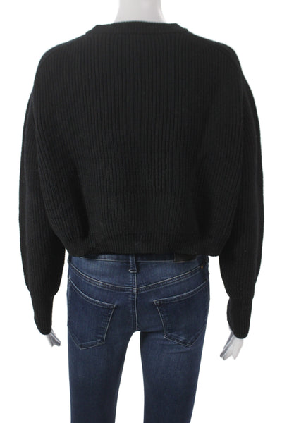 Zara Women Pullover Sweater Black Crew Neck Long Sleeve Size L