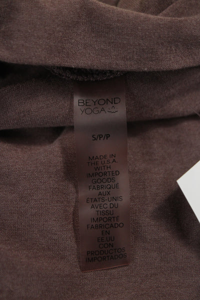 Beyond Yoga Women Cropped Mock Neck Brown Long Sleeve Top Petite Size S