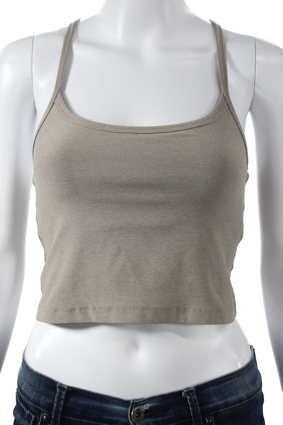 Beyond Yoga Womens Cropped Camisole Square Neck Beige Polyester Blend Size S