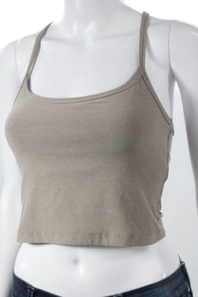 Beyond Yoga Womens Cropped Camisole Square Neck Beige Polyester Blend Size S