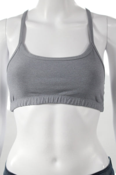 Beyond Yoga Womens Spaghetti Strap Scoop Neck Stretch Knit Sports Bra Gray Small