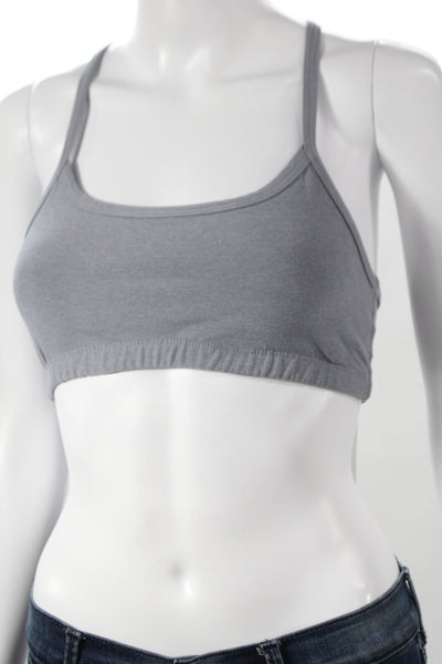 Beyond Yoga Womens Spaghetti Strap Scoop Neck Stretch Knit Sports Bra Gray Small