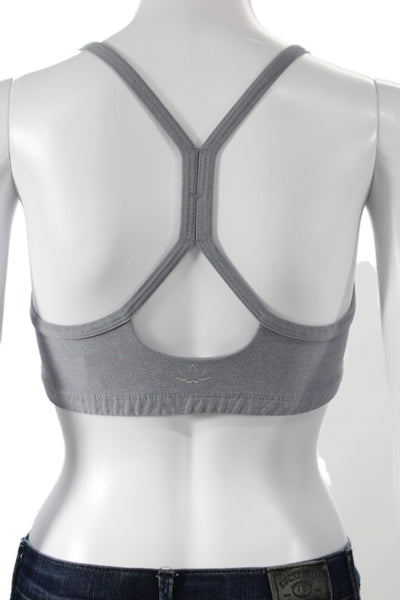 Beyond Yoga Womens Spaghetti Strap Scoop Neck Stretch Knit Sports Bra Gray Small