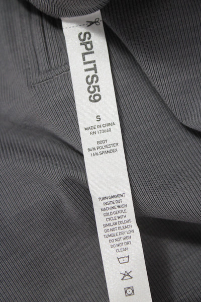 Splits 59 Women Cropped Mock Neck Long Sleeve Zip Top Gray Size S