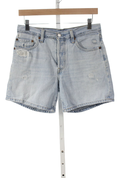 Levis Unisex Light Blue 90s 100% Cotton Button Shorts Size 27