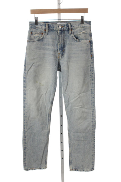 Re/Done Unisex Straight Jeans Light Blue High Rise Button 31 Inseam Size 26