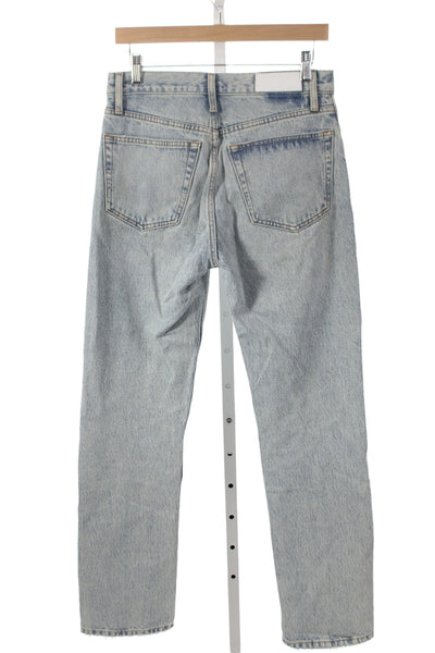 Re/Done Unisex Straight Jeans Light Blue High Rise Button 31 Inseam Size 26