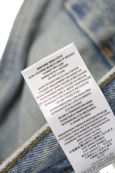 Re/Done Unisex Straight Jeans Light Blue High Rise Button 31 Inseam Size 26