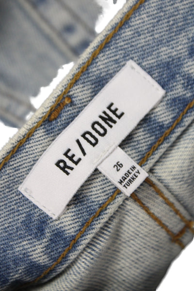 Re/Done Unisex Straight Jeans Light Blue High Rise Button 31 Inseam Size 26