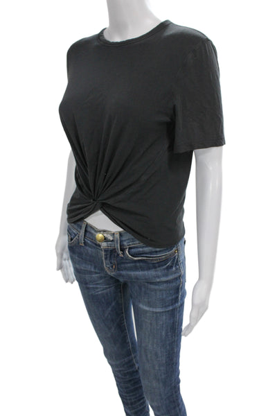 Lululemon Womens Black Cropped Crew Neck Short Sleeve Tee Polyester Size 2