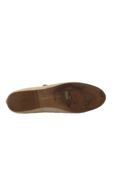 Dolce Vita Womens Straw Woven Gold Tone Strap Ballet Flats Beige Size 10