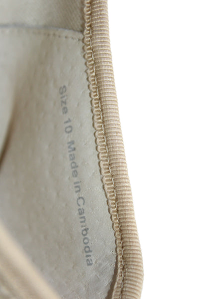Dolce Vita Womens Straw Woven Gold Tone Strap Ballet Flats Beige Size 10