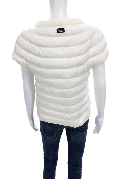 Cotes Of London Womens Puffer Quilted Jacket White Wool Blend Zip Size M