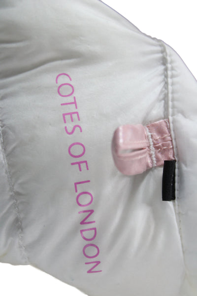 Cotes Of London Womens Puffer Quilted Jacket White Wool Blend Zip Size M