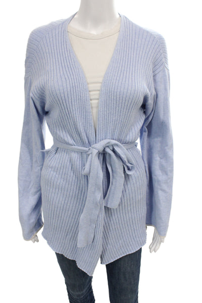 Skin Unisex Cardigan Lt Blue V-Neck Striped Cotton Cashmere Long Sleeve Size M