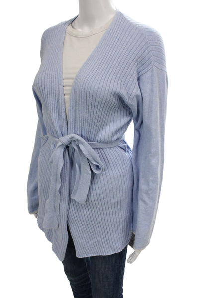 Skin Unisex Cardigan Lt Blue V-Neck Striped Cotton Cashmere Long Sleeve Size M