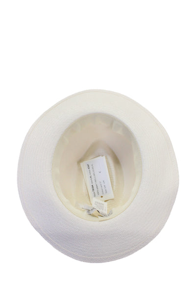 Le Tricot Perugia Women's Glitter Trim Fedora Straw Hat Cream Size S