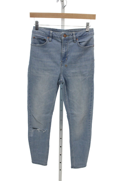 Tsubi Women Ankle Skinny Mid Rise Jeans Light Blue 90s Button Size 25