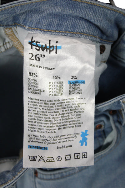 Tsubi Women Ankle Skinny Mid Rise Jeans Light Blue 90s Button Size 25