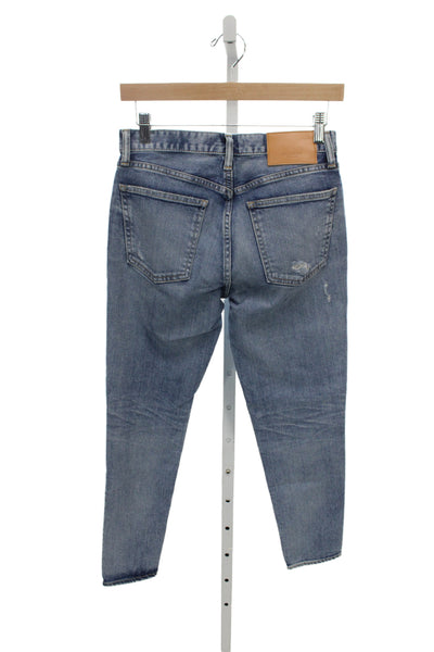 Moussy Women Mom Tapered Jeans Blue Button Mid Rise Size 25