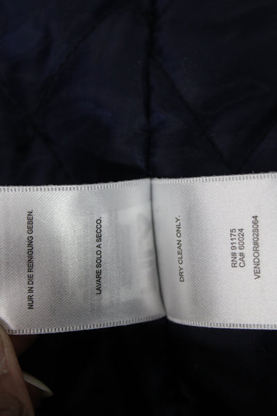 Bandier Unisex Varsity Jacket Dark Blue Striped Wool Blend Size XS