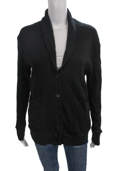 Stateside Unisex Cardigan Black Cotton Button Long Sleeve Size M