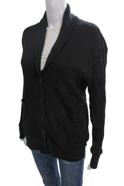 Stateside Unisex Cardigan Black Cotton Button Long Sleeve Size M