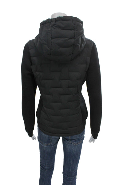 Super Dry Womens Quilted Puffer Jacket Black High Neck Zip Size 8