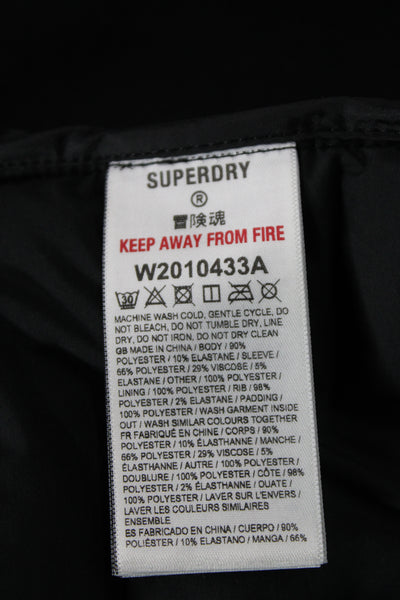Super Dry Womens Quilted Puffer Jacket Black High Neck Zip Size 8