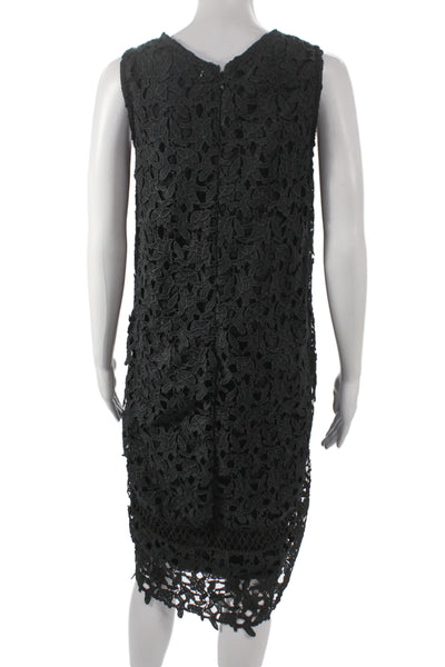 Ne Quittez Pas Women Shift Dress Black Floral Sleeveless Midcalf Size S