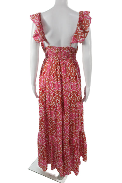 Roberta Roller Rabbit Womens Maxi Sundress Brown V-Neck Size M
