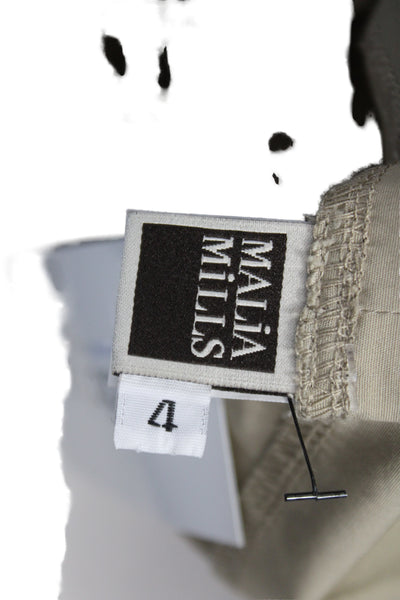 Malia Mills Womens Paperbag Jogger Pants Beige Drawstring Cotton Lycra Size 4