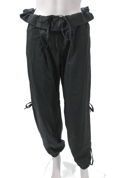 Malia Mills Women Bloomer Paperbag Pants Black Drawstring Cotton Lycra Size 4