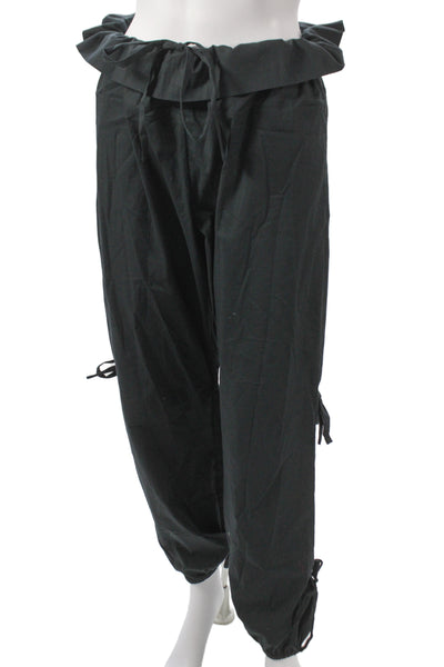 Malia Mills Women Bloomer Paperbag Pants Black Drawstring Cotton Lycra Size 4