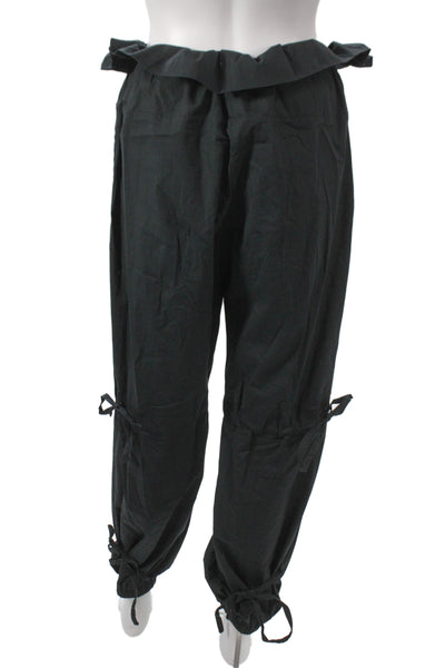 Malia Mills Women Bloomer Paperbag Pants Black Drawstring Cotton Lycra Size 4