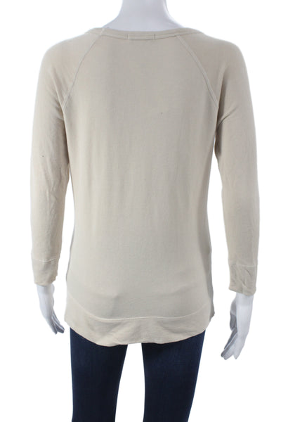 Standard James Perse Women Beige Basic 3/4 Sleeve Cotton T-Shirt Size 0