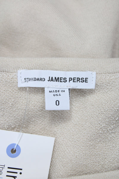Standard James Perse Women Beige Basic 3/4 Sleeve Cotton T-Shirt Size 0