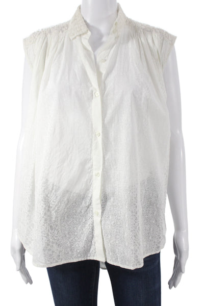 Mes DeMoiselles Paris Womens Silk Sleeveless Button Blouse White Size 1