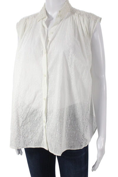Mes DeMoiselles Paris Womens Silk Sleeveless Button Blouse White Size 1