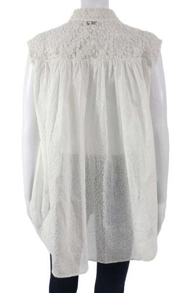 Mes DeMoiselles Paris Womens Silk Sleeveless Button Blouse White Size 1
