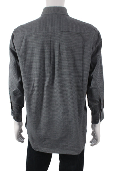 Ermenegildo Zegna Mens Button-Down Check Long Sleeve Dark Gray Size S