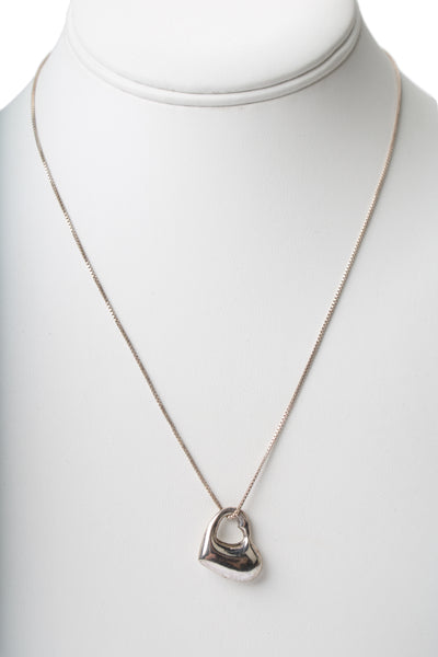 Designer Womens 925 Silver Puffy Heart Pendant Necklace 18" 3.4g