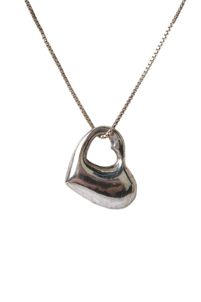 Designer Womens 925 Silver Puffy Heart Pendant Necklace 18" 3.4g