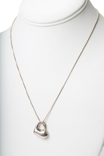 Designer Womens 925 Silver Puffy Heart Pendant Necklace 18" 3.4g