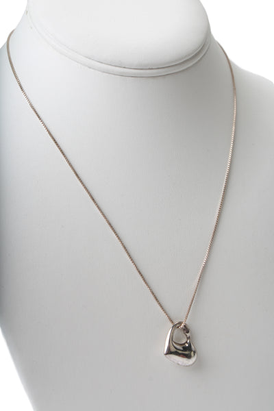Designer Womens 925 Silver Puffy Heart Pendant Necklace 18" 3.4g