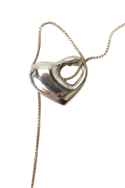 Designer Womens 925 Silver Puffy Heart Pendant Necklace 18" 3.4g
