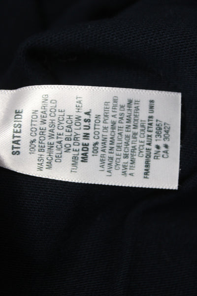 Stateside Women Cropped Polo Blue Cotton Collared Long Sleeve Size M