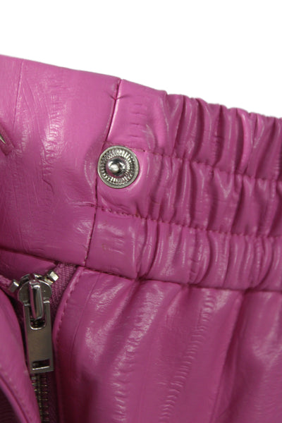 ROTATE Women Pink Striped Polyurethane Hot Pants Party Size 4