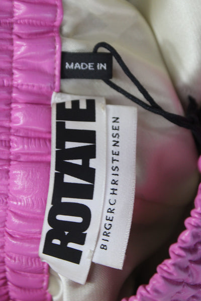 ROTATE Women Pink Striped Polyurethane Hot Pants Party Size 4