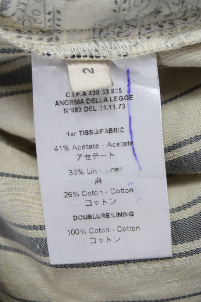 Cotelac Womens Cropped Beige Striped Pants Acetate Size 2